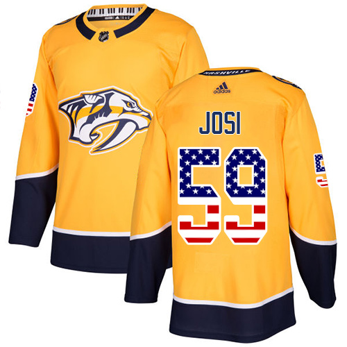 Adidas Predators #59 Roman Josi Yellow Home Authentic USA Flag Stitched NHL Jersey